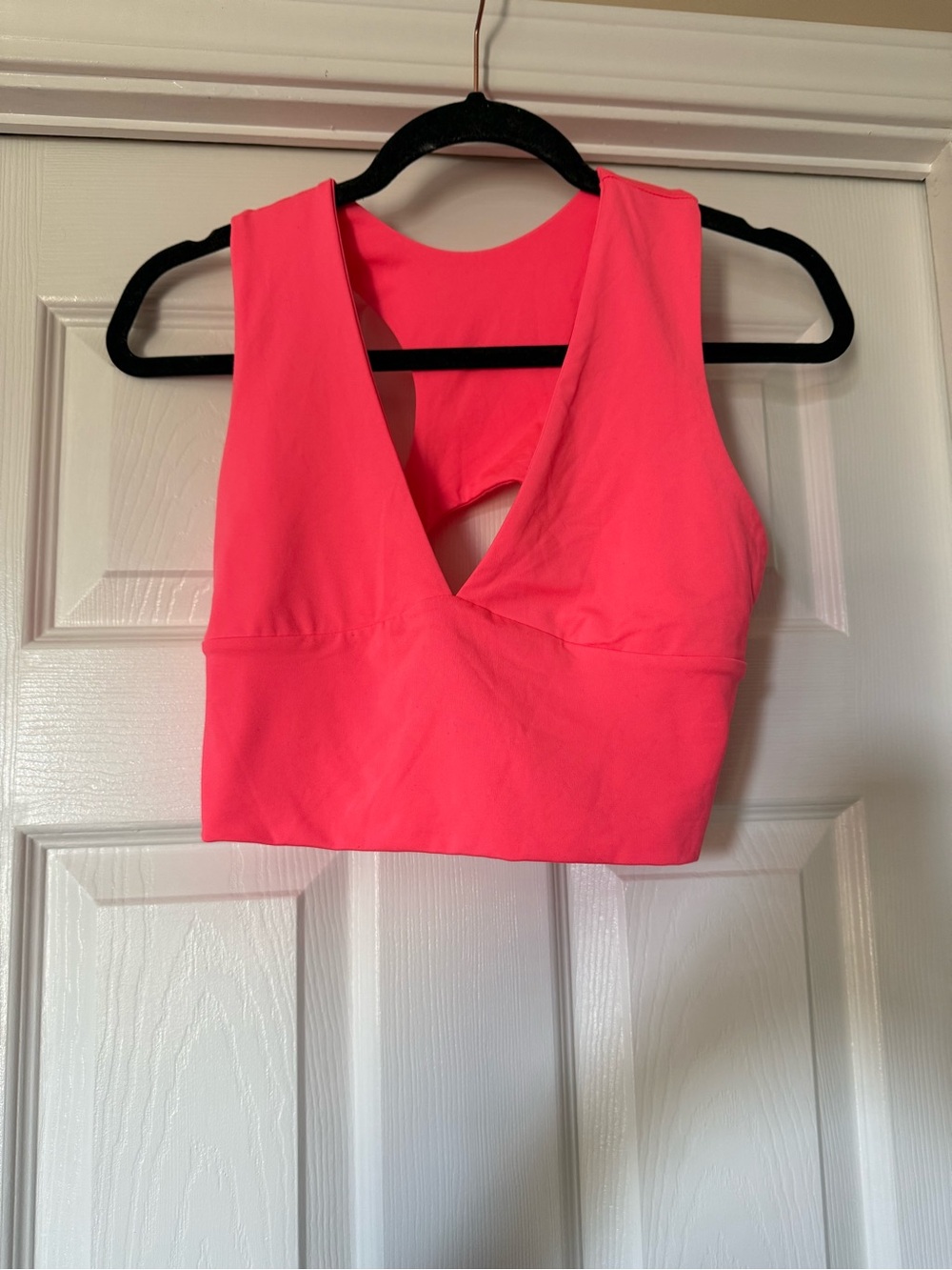 Women’s Deep V Crop Top in Neon Pink